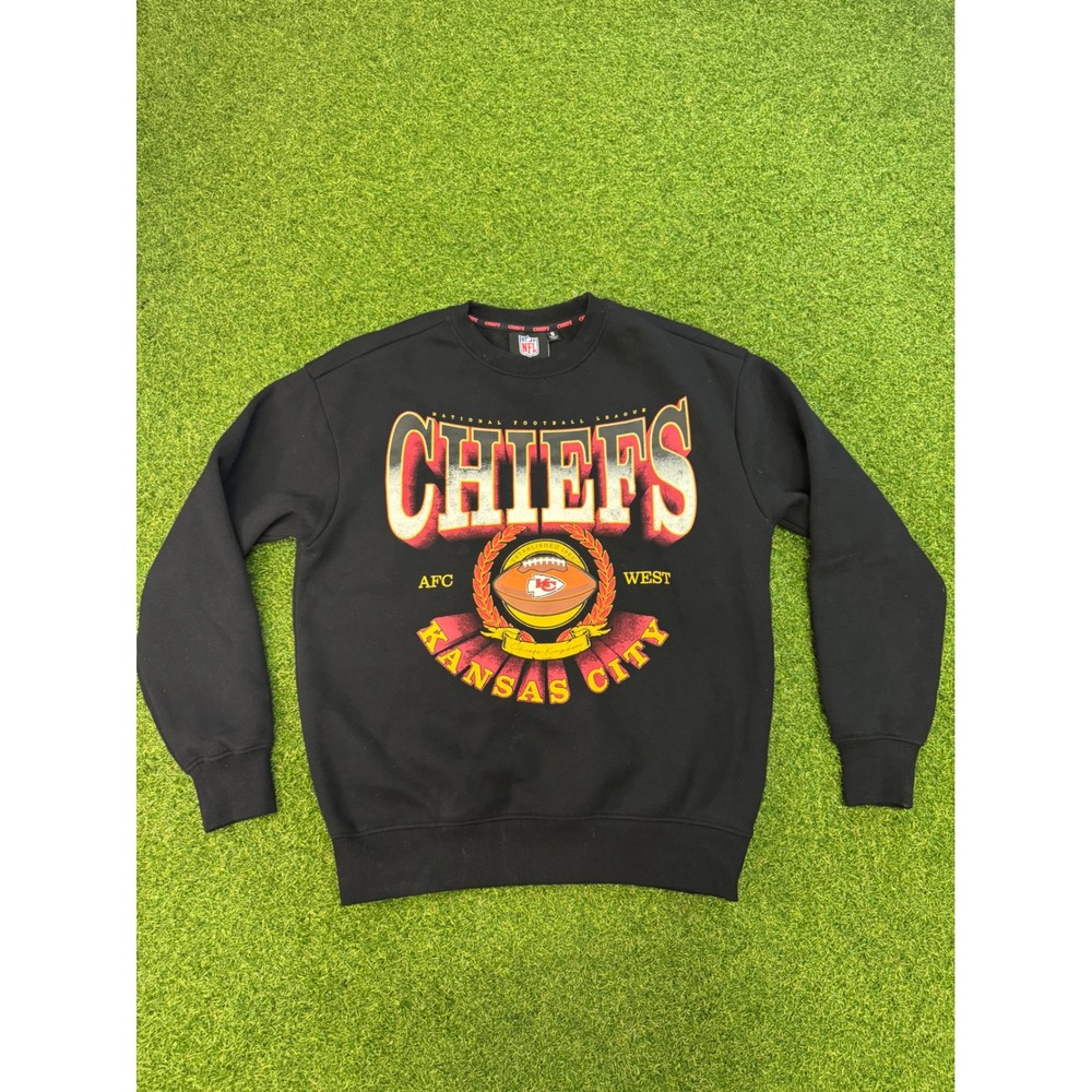 NFL Primark Kansas City Chiefs Crewneck Sweatshirt Black Graphic Mens Small